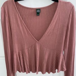 Pink long sleeved cropped top from target